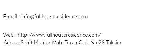 Full House Residence telefon numaralar, faks, e-mail, posta adresi ve iletiim bilgileri